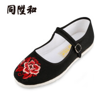 同升和 老北京布鞋女传统千层底女士手工布鞋民族风绣花居家鞋 红牡丹 38