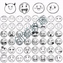 华洛芙 手绘素描卡通铅笔画emoji可爱表情包 png平面设计素材eps矢量