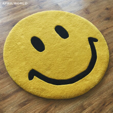 smile.jpg原图微笑,smile.jpg原图微笑狗 卡通表情笑脸家居地毯keepsmile保持微笑装饰地毯圆毯客厅卧室 黄色