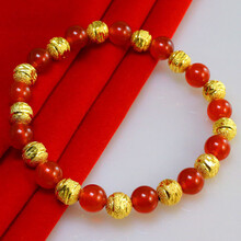 千影珠宝黄金手链女士男款转运珠手串镀金成色