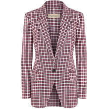 巴宝莉 burberry 奢侈品女装 格纹斜纹布西装外套 red uk 4