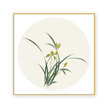 diy数字油画梅兰竹菊四君子古风水彩花卉组合填色装饰画减压休闲 兰花