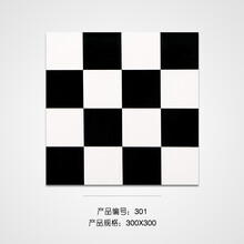 北欧厨房卫生间瓷砖黑白格子墙砖厕所地砖美式白砖300釉面砖 309 307