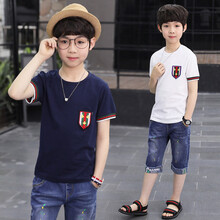 时尚套装2018新款男童春夏装套装儿童短袖14夏季男孩衣服10大童8童装5