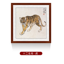 新十二生肖鼠牛虎兔龙蛇马羊猴鸡狗猪中式客厅挂画儿童房装饰画品质