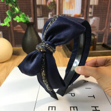 韩版新款布艺发箍简约时尚格子打结宽边头箍发卡韩国淑女带齿发饰 条
