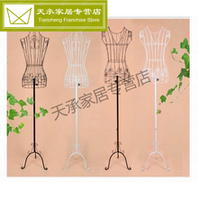 复古铁艺女装人体模特全身女装挂衣架 落地女模服装店道具 圆领黑色