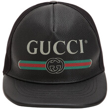 gucci奢侈品男士 复古logo皮革棒球帽 黑色 中码(m)