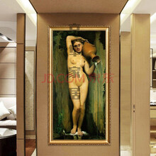 京隼家居纯手绘客厅装饰画安格尔泉人体油画世界名画人物画玄关卧室挂