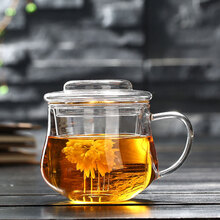 加厚玻璃杯透明带盖过滤花茶杯办公室水杯女茶水分离泡茶杯简约现代