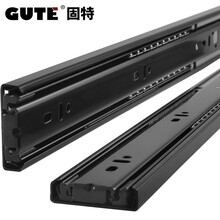 固特 抽屉轨道 黑色反弹导轨三节轨自弹导轨滑轨静音轨道 黑色反弹
