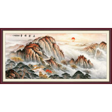 泰山日出墙画山水风景壁画中堂客厅装饰画水墨山水国画日出东方 wph