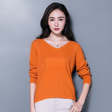 身显瘦百搭打底衫毛衣针织衫女809 橘色S码