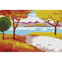 新款风景纸浆画材料包diy手工成人数字画装饰画填色彩泥城堡作品 风景