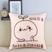 黑咖 长草颜团子创意表情抱枕 沙发靠垫靠枕 创意生日礼物 好好反省