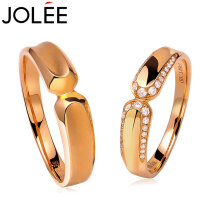 羽兰JOLEE 18K玫瑰金钻石戒指 情侣对戒 定制款时尚简约求婚戒指送女友生日礼物