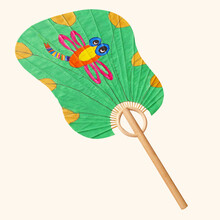 diy芭蕉扇手绘材料包 空白涂鸦纸扇 素面纯白扇子(含绘画工具)