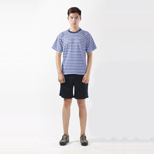 海洋体能服海魂衫体能训练作训服海军t恤运动短袖套装 蓝白条纹 175