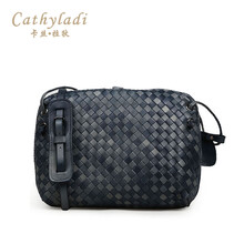 cathyladi 卡丝拉狄羊皮编织女包单肩包简约复古斜挎包女包 黑色