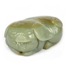 雅人韵饰和田玉猪手把件生肖猪玉石玩件财运哼