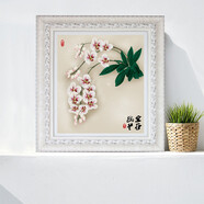 居夢(mèng)塢 蘭花 小清新風(fēng)格裝飾畫 現(xiàn)代家居軟裝畫單聯(lián)畫 客廳簡(jiǎn)約有框裝飾畫 YHK21帶框50*50cm