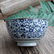 和風(fēng)四季日式釉下彩餐具陶瓷飯碗家用米飯碗手繪陶瓷碗湯碗米飯碗復古 4.5英寸青花螺紋飯碗碗(250ml)