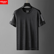 閃爆300斤男裝夏季特大碼短袖T恤新款胖人圓領(lǐng)薄款短袖t恤時(shí)尚半袖衫 黑色 XL建議110-130斤