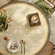 青染美式復古圓桌墊防水防油防燙皮革桌墊免洗PVC臺布桌面保護墊 Mignon蜜妮安圓桌墊 圓形直徑130CM「層層檢測」