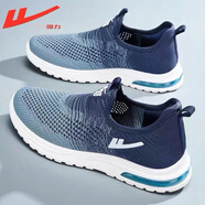回力男鞋夏季軟底網(wǎng)面鞋男透氣輕便一腳蹬休閑網(wǎng)鞋男女款運動(dòng)鞋子男 藍色【氣墊款】 42