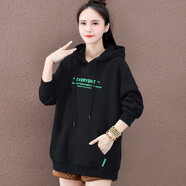 南極人華夫格連帽衛(wèi)衣女寬松加絨加厚新款秋冬外套慵懶風(fēng)洋氣上衣潮 黑色90028 M