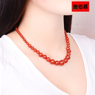 施伯慕短款網(wǎng)紅瑪瑙項鏈女本命年民族風(fēng)水晶塔珠掛鏈飾品首飾媽媽生日七 紅色 紅瑪瑙塔珠項鏈