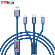 DISNEY充電線(xiàn)三合一蘋(píng)果Type-c安卓手機充電器線(xiàn)車(chē)載適用于iPhone小米華為mate三星榮耀 美隊藍【一拖三|安全芯片】