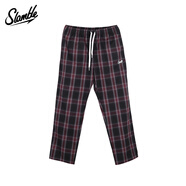 SLAMBLE春季新款黑白格子直筒衛褲男女潮流寬松百搭休閑運動(dòng)長(cháng)褲 黑灰格子 L