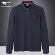 七匹狼長(cháng)袖T恤男春季新款久穿如新時(shí)尚狼標刺繡純棉打底衫 101(藏青) 165/48A/M