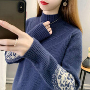 澳曼路 針織衫女加厚冬天衣服冬季新款半高領(lǐng)女裝毛衣女套頭顯瘦外穿t恤打底衫時(shí)尚百搭學(xué)生上衣女 藍(lán)色 均碼