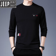 吉普（JEEP）長(cháng)袖t恤男士秋裝上衣2025新款小衫圓領(lǐng)寬松衛衣秋冬款打底衫 WP03 POHES  薄款 2XL 180