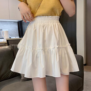 妙奕嘉半身裙女短裙裙子2025新款白色半身裙夏季蛋糕裙半裙小個(gè)子高腰 小清新純純白彈力腰蓬蓬裙 L 【建議110-120斤】