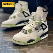 耐克（NIKE）【嚴選好物】AJ4 Nike Air Jordan 4喬 中幫男女子休閑運動籃球鞋 鼠尾草海鹽白綠AQ9129-103 41
