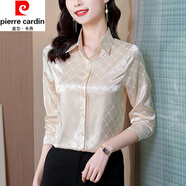 皮爾卡丹（pierre cardin）真絲長(zhǎng)袖襯衫女夏季新款時(shí)尚洋氣襯衣氣質(zhì)高端桑蠶絲上衣顯瘦減齡 香檳色 2XL 【125-135斤穿】