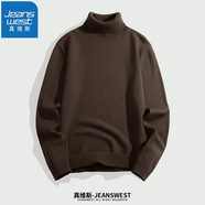 真維斯（JEANSWEST）毛衣男高領(lǐng)保暖打底毛衫秋冬新款毛線(xiàn)衣針織衫男款休閑內搭打底衫 咖啡色高領(lǐng) 2XL(推薦150斤-170斤左右)