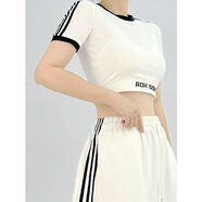 芭鳶爵士舞服裝女套裝三條杠褲子街舞hiphop運動(dòng)褲跳舞高腰jazz練舞服 白色 短款T恤 XL