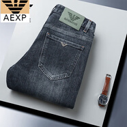 亞得步;AEXP高端品牌高端牛仔褲男士修身小腳2025秋冬新款商務(wù)休閑懷舊輕奢褲 6095 29