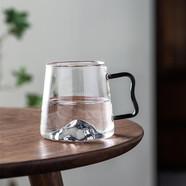 憶壺茶 玻璃水杯耐熱茶杯加厚冷水杯家用涼水杯子耐高溫玻璃杯喝水杯 與山杯【透明山底】500ML*2