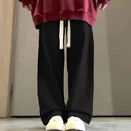 DOGHC12大童女裝春秋季套裝15初高中學(xué)生18女生新款連帽衛衣寬松休閑褲 黑抽繩褲 春秋-單褲 薄款 M 建議【85-100斤】