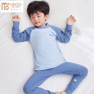 莫代爾兒童保暖內(nèi)衣套裝德絨男童秋衣秋褲加絨加厚寶寶線衣線褲秋冬睡衣 德絨插袖TBJ-藍(lán)色 140cm高125-135cm重50-60斤