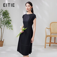 愛(ài)特愛(ài)（EITIE）通勤OL收腰連衣裙時(shí)尚氣質(zhì)圓領(lǐng)簡(jiǎn)約大方燈籠裙夏新款B2307102 極簡(jiǎn)黑20 M 160