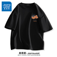 真維斯（JEANSWEST）純棉短袖t恤女裝夏季新款寬松大碼打底衫女半袖小個子時尚上衣服 黑色 好柿發(fā)生_K M
