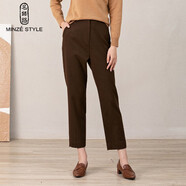 名師路時(shí)尚休閑褲冬季新款經(jīng)典通勤職業(yè)顯瘦干練OL風(fēng)簡(jiǎn)潔利落小腳褲 深咖啡78 XL