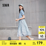 森馬（Semir）連衣裙女森系肌理碎花吊帶裙甜酷牛仔上衣夏季潮流兩件套時(shí)尚 藍(lán)色調(diào)00388 L