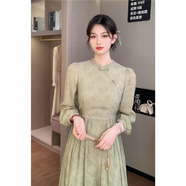 毅珊高端設(shè)計(jì)晚香玉原創(chuàng)2024國(guó)風(fēng)優(yōu)雅印花氣質(zhì)顯瘦連衣裙女 祖母綠 長(zhǎng)款連衣裙 衣長(zhǎng)108 M